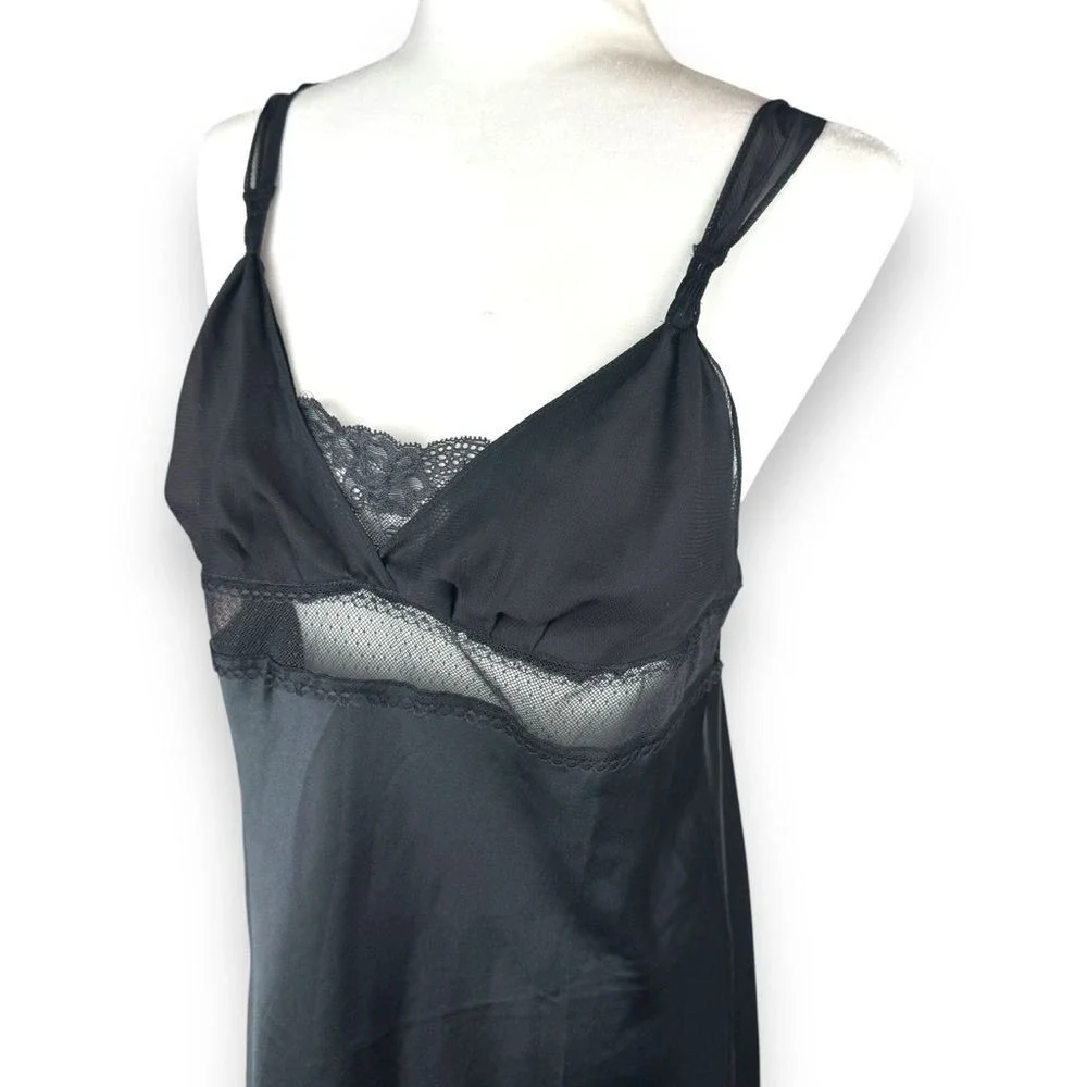 Victoria's Secret Black Satin Slip Dress with Lace Trim - Picture 10 of 15